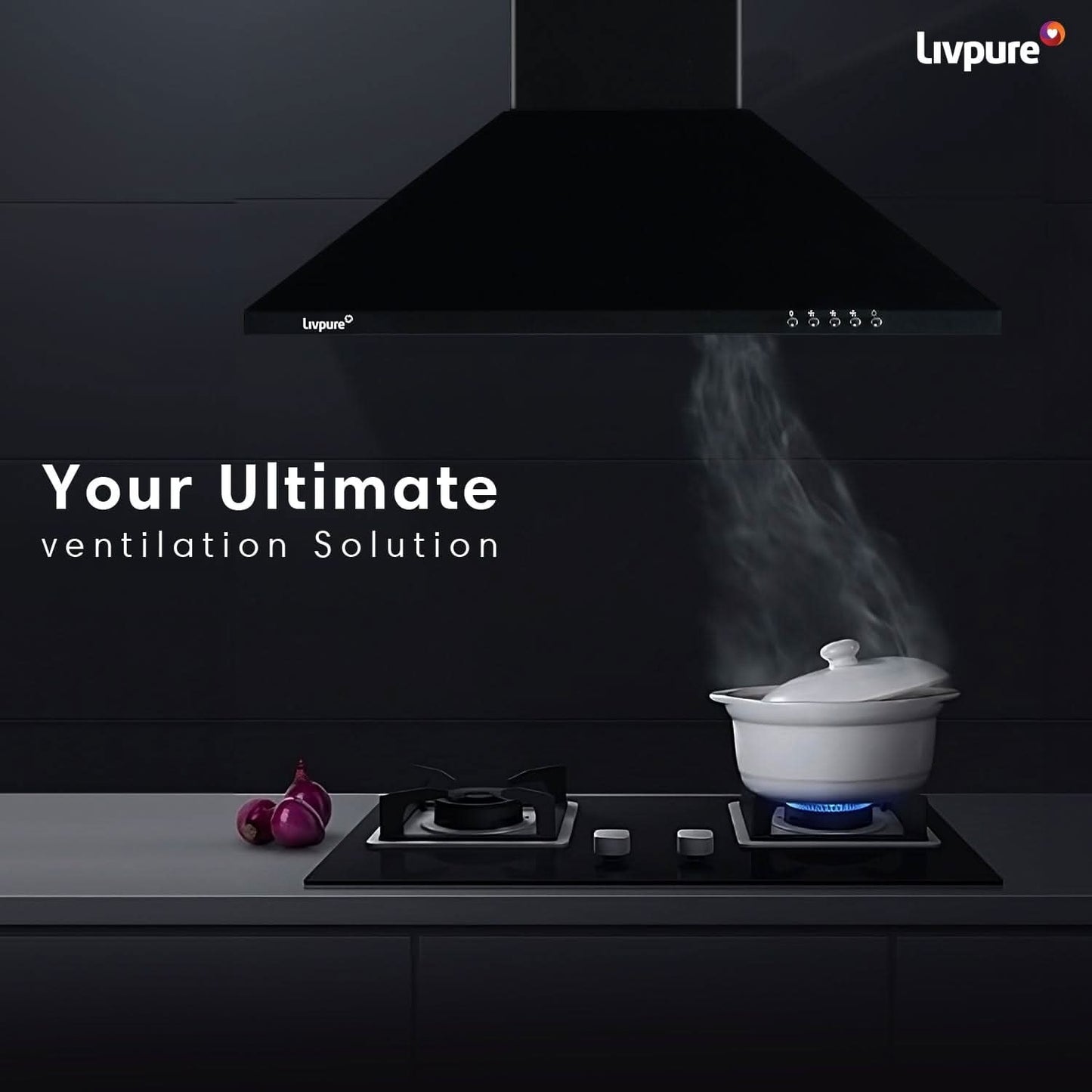 Livpure Livpure Airis-60 Wall Mounted Chimney (Black 1000 CMH)