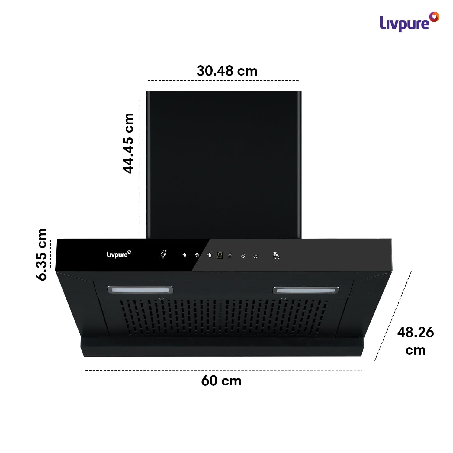 Livpure  Livpure Fenix 60 Cm 1400 m3/hr T-Shape | Filterless Auto Clean Kitchen Chimney with Oil collector