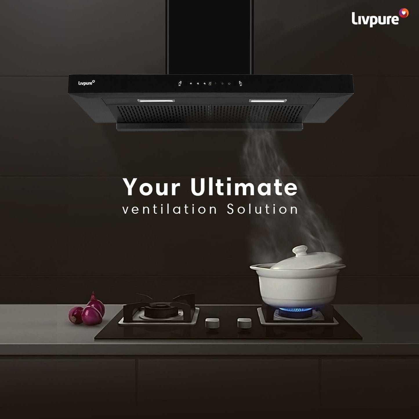 Livpure  Livpure Fenix 75 Cm 1400 m3/hr T-Shape || Filterless Auto Clean Kitchen Chimney with Oil collector