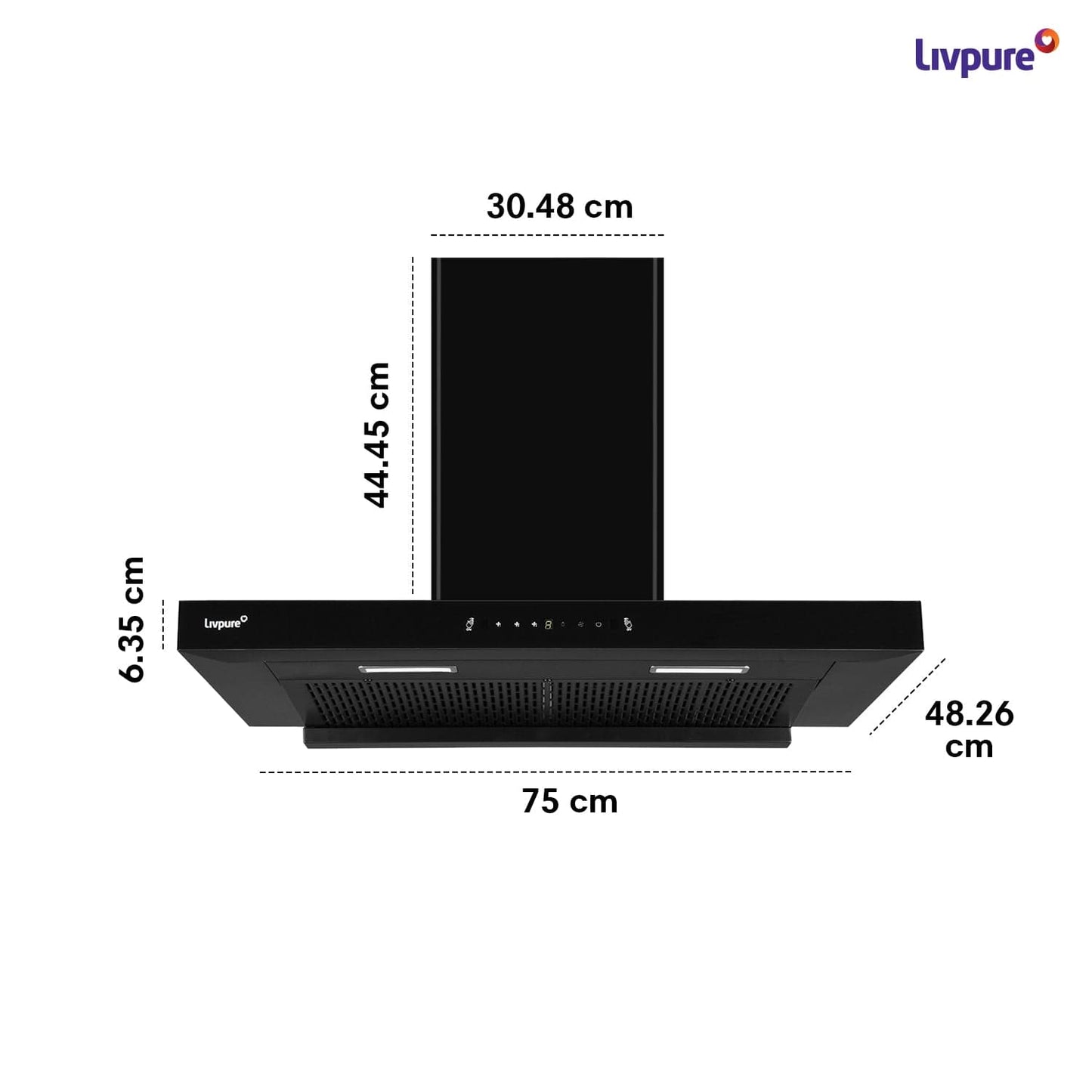 Livpure  Livpure Fenix 75 Cm 1400 m3/hr T-Shape || Filterless Auto Clean Kitchen Chimney with Oil collector