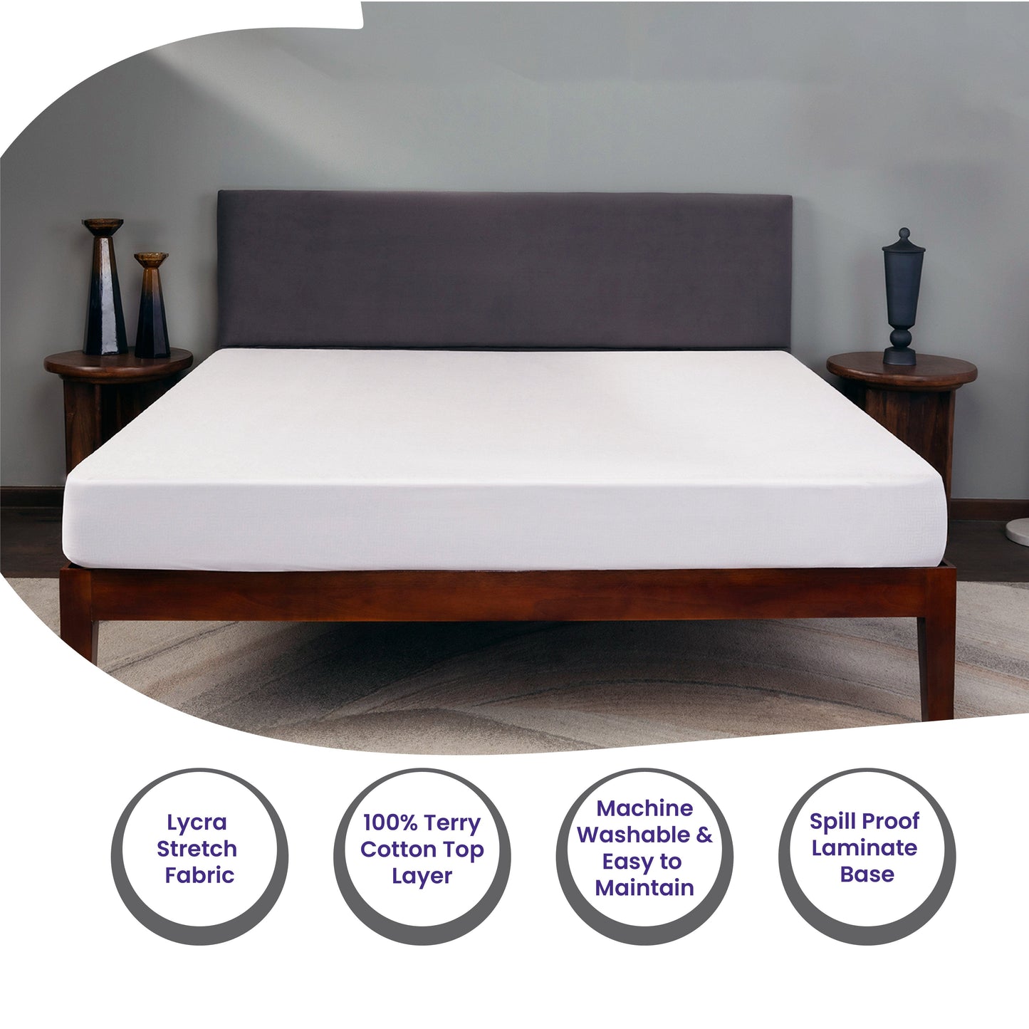 Livpure Sleep Bed & Linen Livpure Smart Fitted Breathable, Stretchable, 100% Waterproof, Ultra Soft Terry Mattress Cover