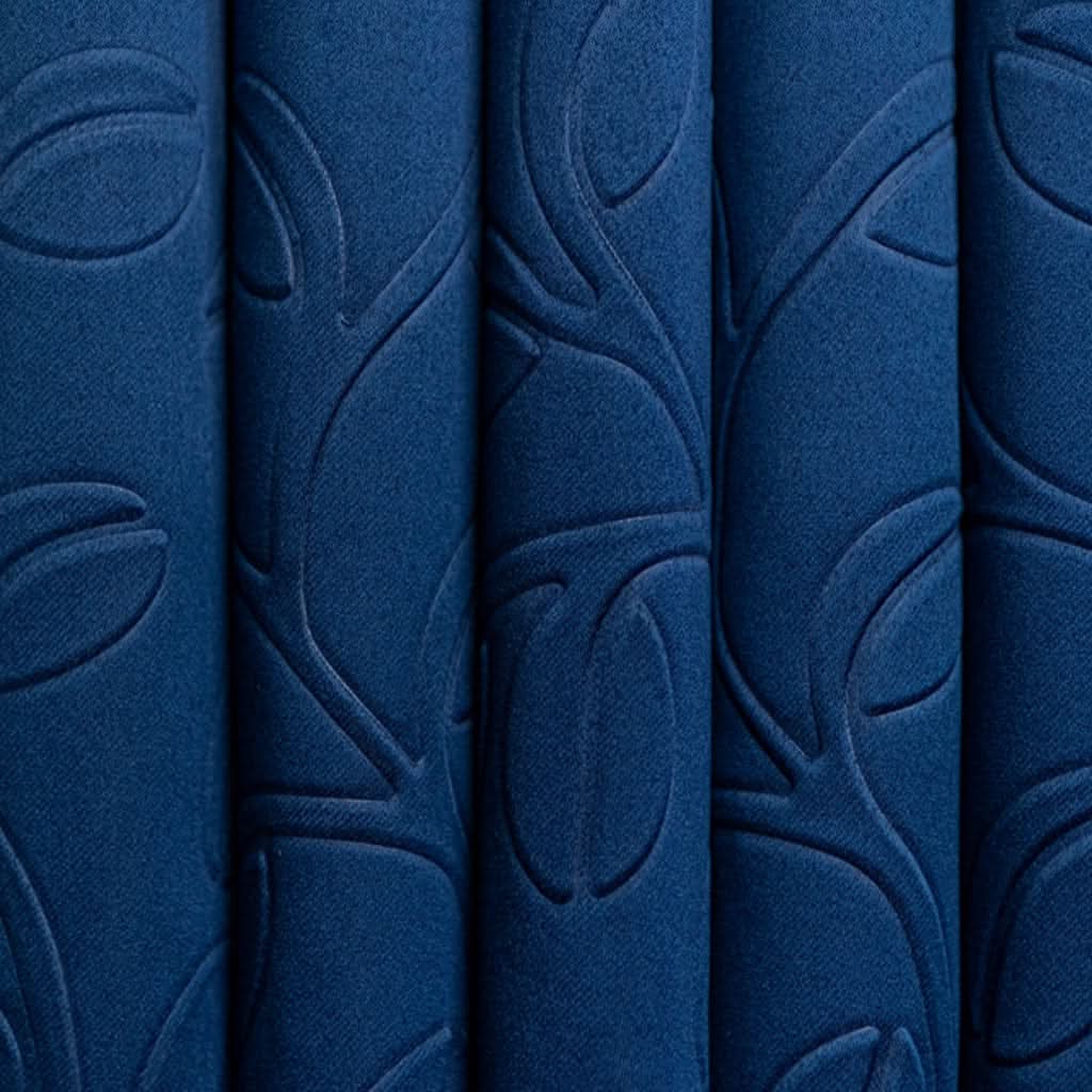 Livpure Sleep Bed & Linen Window (5 ft / 152.4 cm) / Navy Blue / Pack of 4 Blackout Curtains (Leaf Pattern)