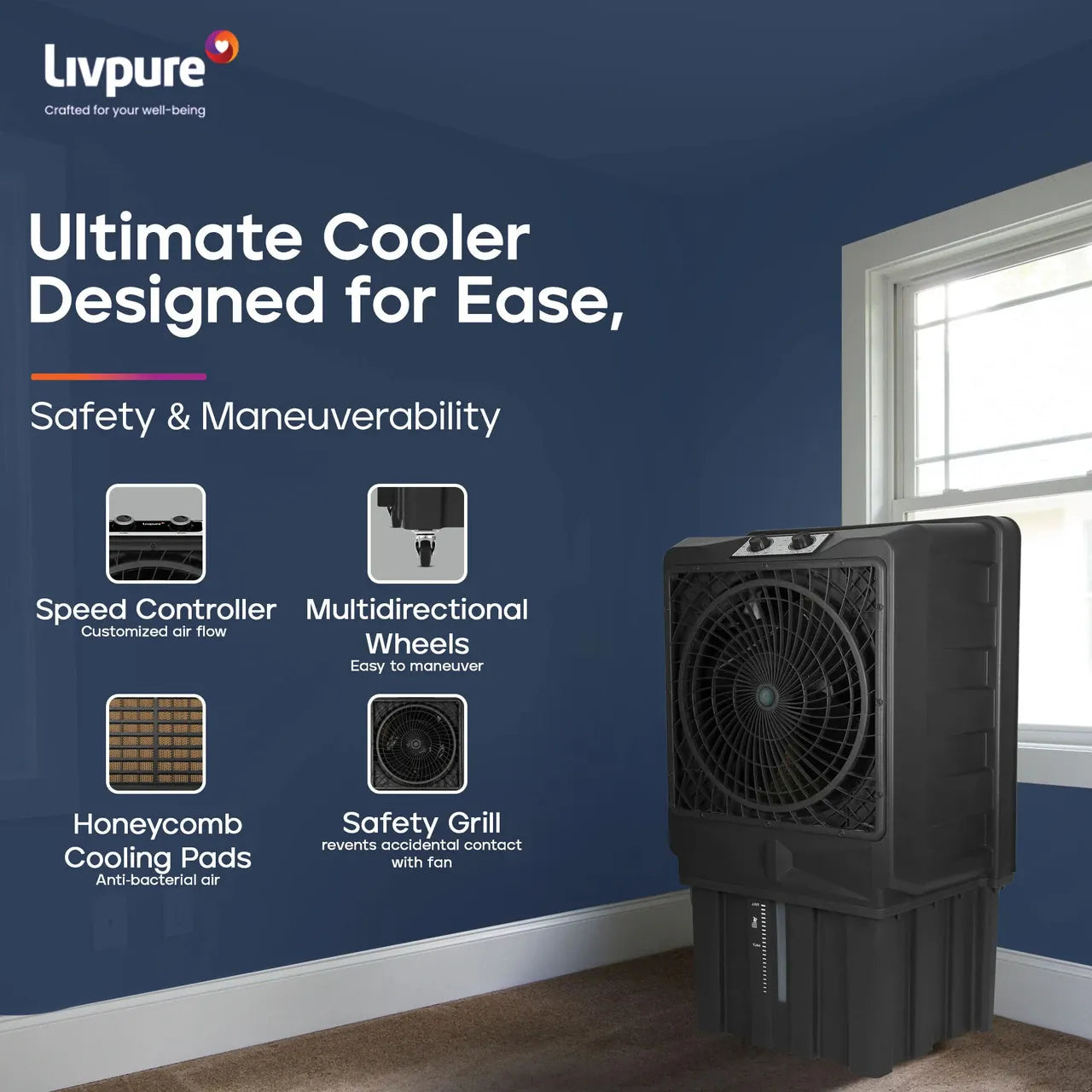 Livpure  Livpure 100 L Desert Air Cooler (Grey, SCORPIO-(GREY))