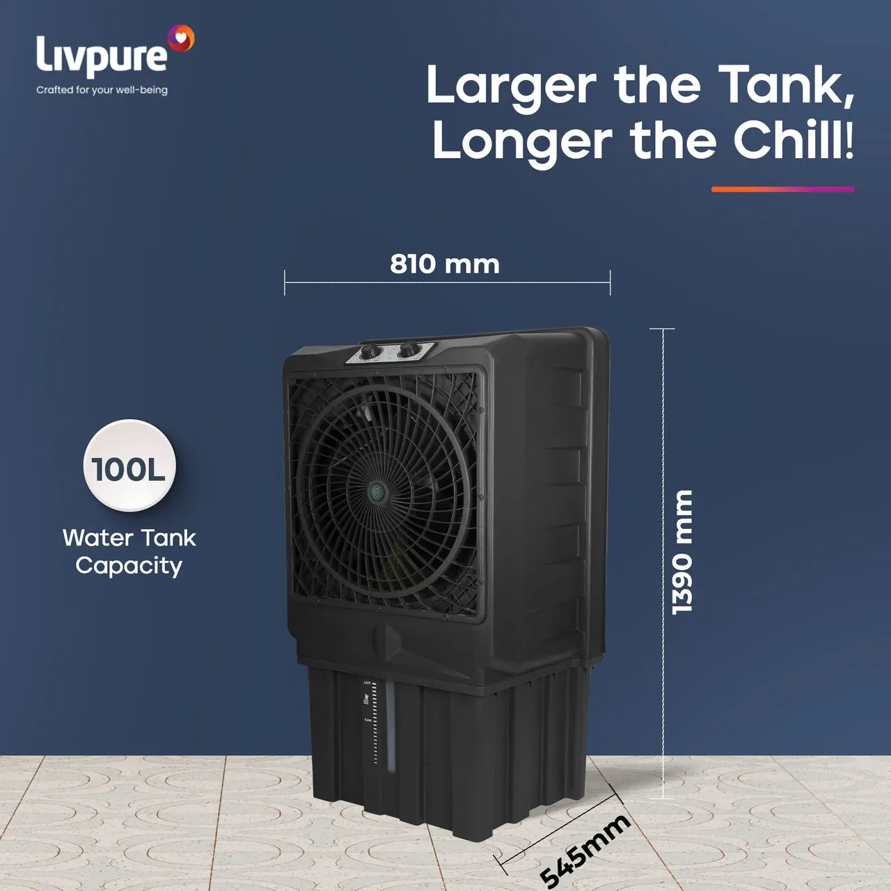 Livpure  Livpure 100 L Desert Air Cooler (Grey, SCORPIO-(GREY))