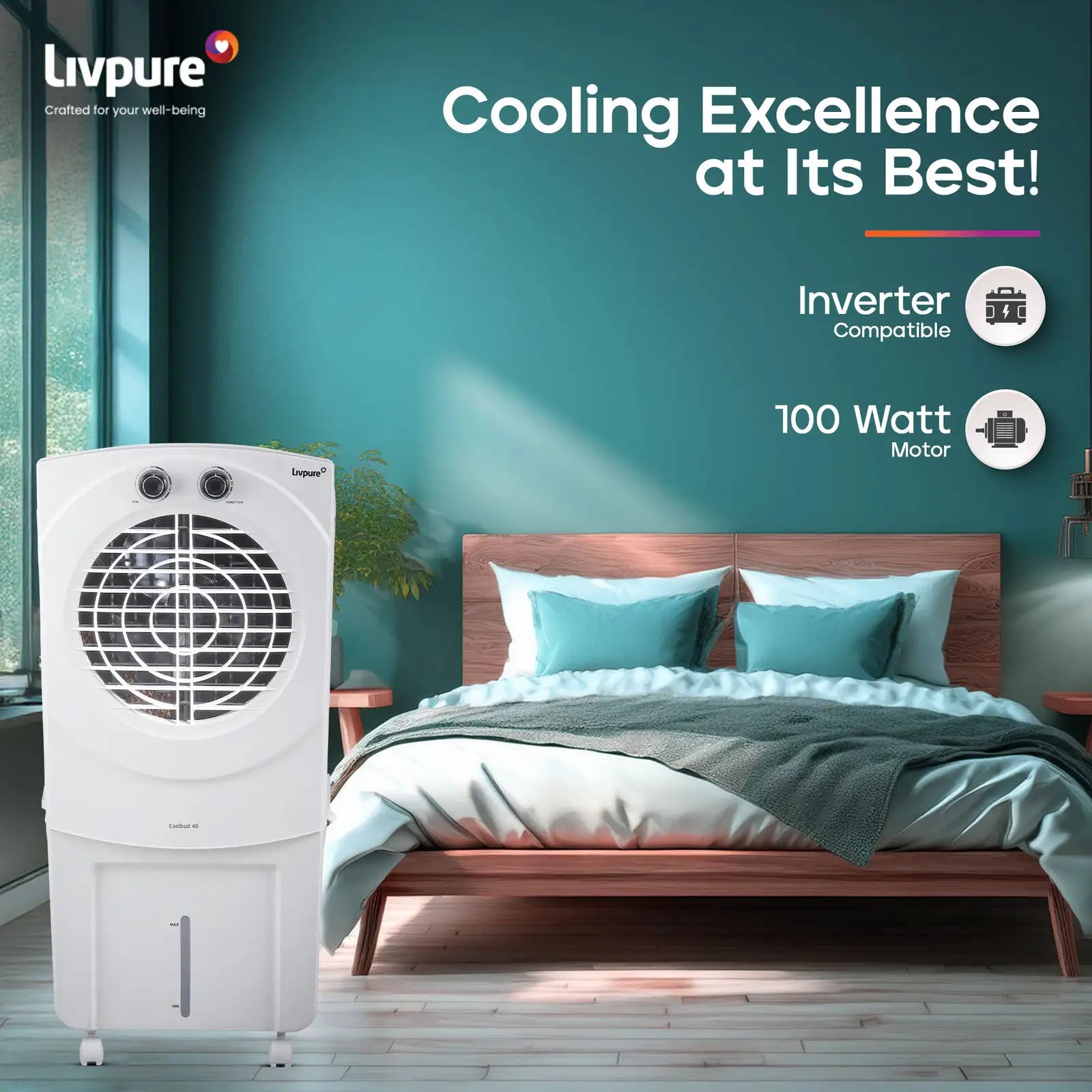 Livpure  Livpure 46 L Room/Personal Air Cooler (White, COOLBUD-46L)