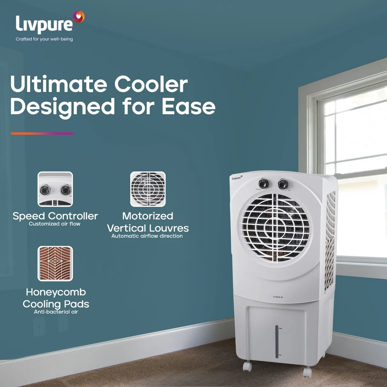 Livpure  Livpure 46 L Room/Personal Air Cooler (White, COOLBUD-46L)