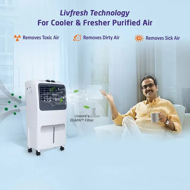 Livpure  Livpure Chill 22 Litres Personal Air Cooler with Ice Chamber (Thermal Overload Protection, White & Grey)