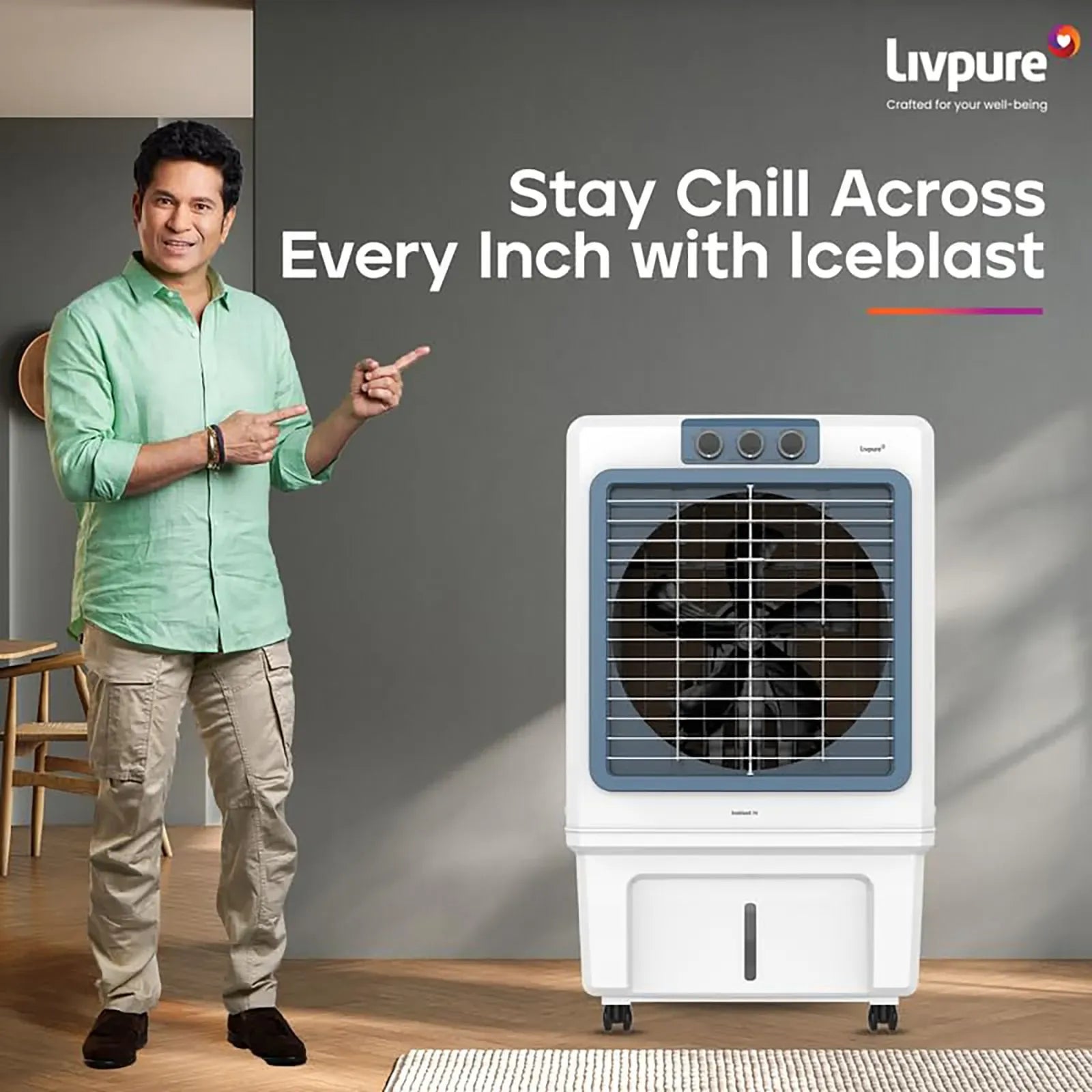 Livpure  Livpure Ice Blast 90 Litres Desert Air Cooler with Temperature Overload Protection (Inverter Compatible, White & Blue)