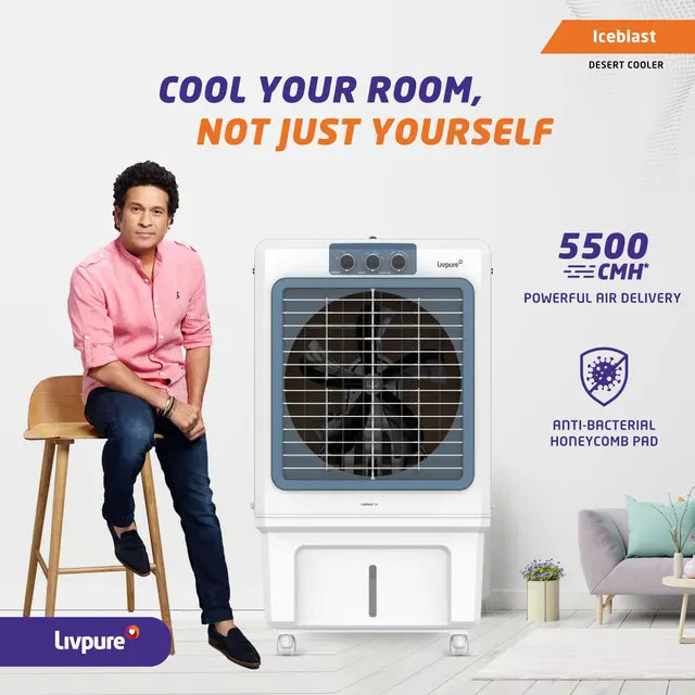 Livpure  Livpure Iceblast 70 Litres Desert Air Cooler with Ice Chamber (Thermal Overload Protection, White and Blue)