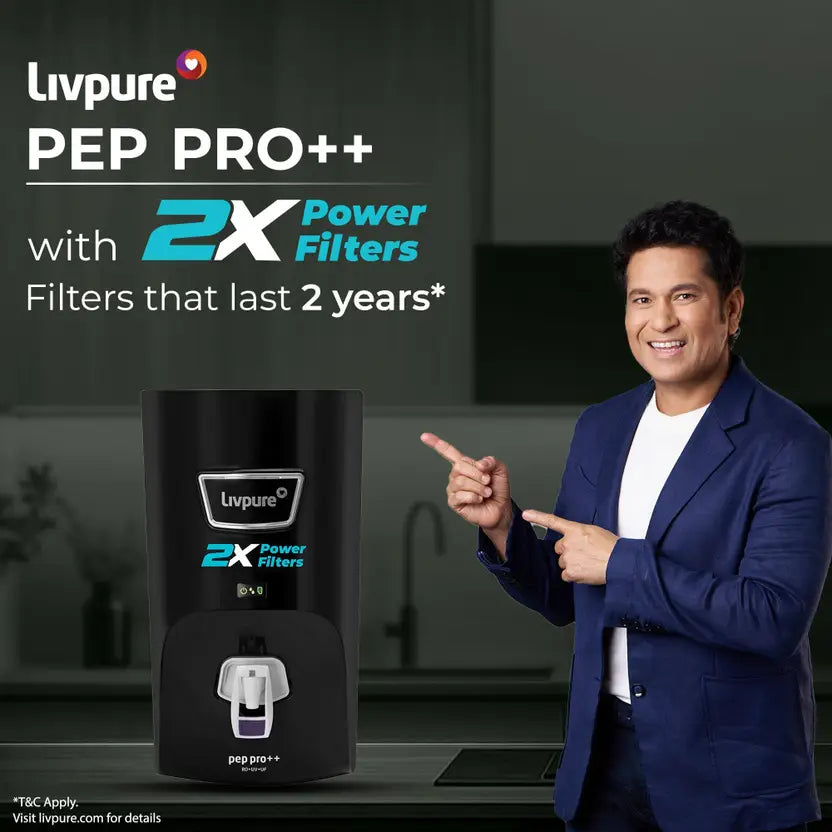 Livpure  LIVPURE LIV-PEP-PRO-PLUS+ 2X Power Filter | No Filter Cost for 2 Year | 7 L RO + UV + UF Water Purifier  (Black)