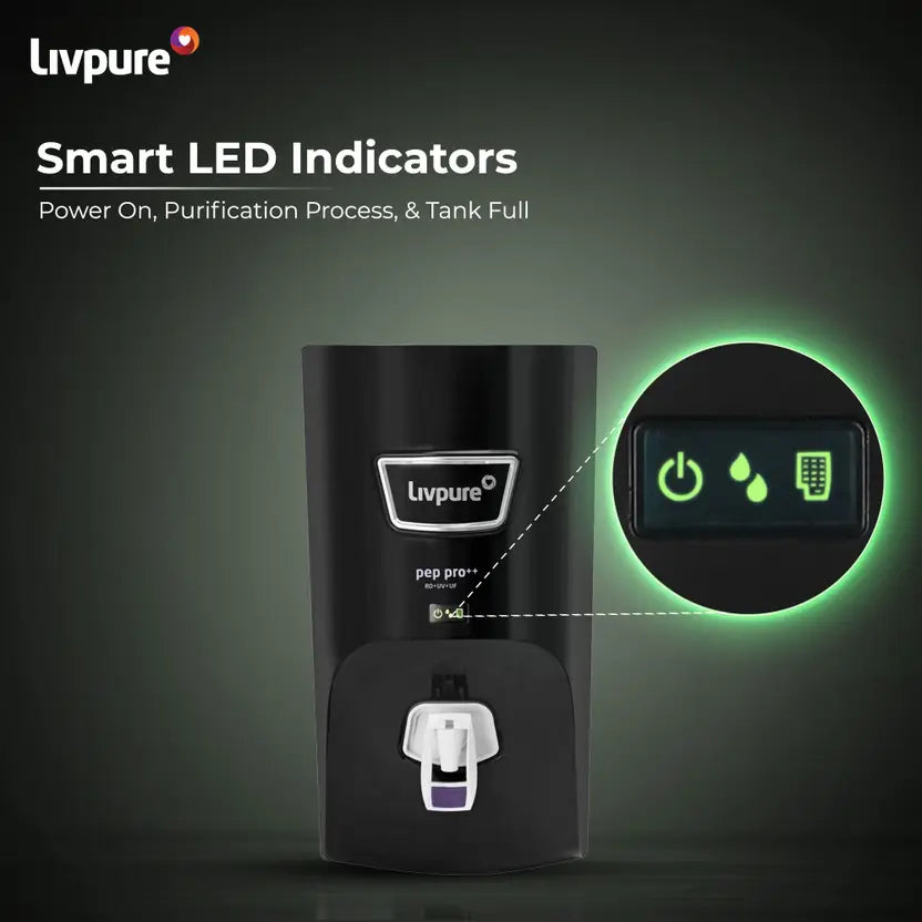 Livpure  LIVPURE LIV-PEP-PRO-PLUS+ 2X Power Filter | No Filter Cost for 2 Year | 7 L RO + UV + UF Water Purifier  (Black)