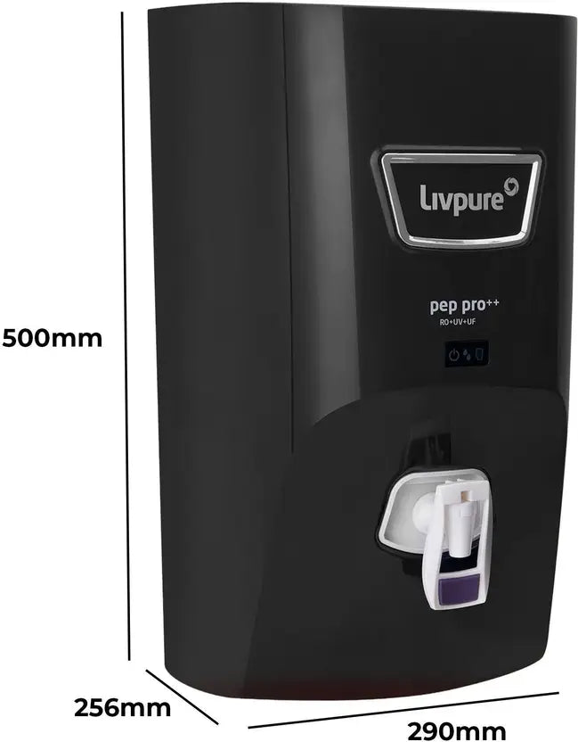 Livpure  LIVPURE LIV-PEP-PRO-PLUS+ 2X Power Filter | No Filter Cost for 2 Year | 7 L RO + UV + UF Water Purifier  (Black)