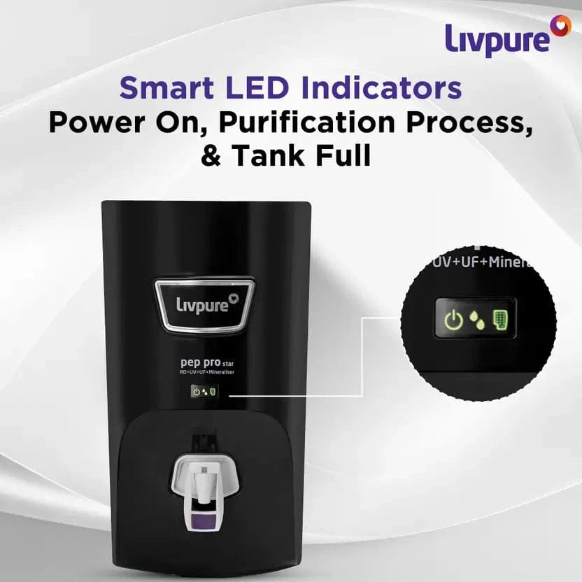 Livpure  LIVPURE LIV-PEP-PRO-STAR-BLACK 7 L RO + UV + UF + Minerals Water Purifier  (Black)