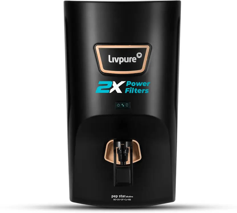 Livpure  LIVPURE LIV-PEP-STAR-ALKALINE 2X Power Filter No Filter Cost for 2 Year 7 L RO + UF + UV + Copper + Alkaline Water Purifier  (Black)