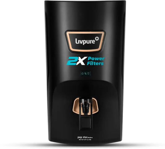 Livpure  LIVPURE LIV-PEP-STAR-ALKALINE 2X Power Filter No Filter Cost for 2 Year 7 L RO + UF + UV + Copper + Alkaline Water Purifier  (Black)