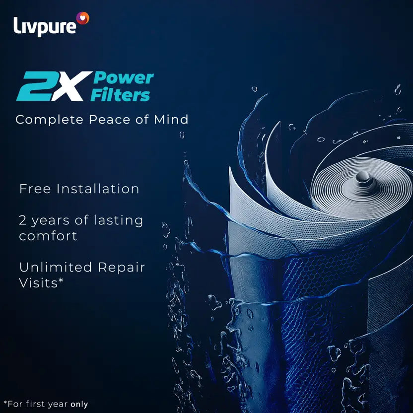 Livpure  LIVPURE LIV-PEP-STAR-ALKALINE 2X Power Filter No Filter Cost for 2 Year 7 L RO + UF + UV + Copper + Alkaline Water Purifier  (Black)