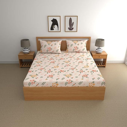 Livpure Sleep Bed & Linen Single / Floral Lavender+Gr Printed Cotton Bedsheet