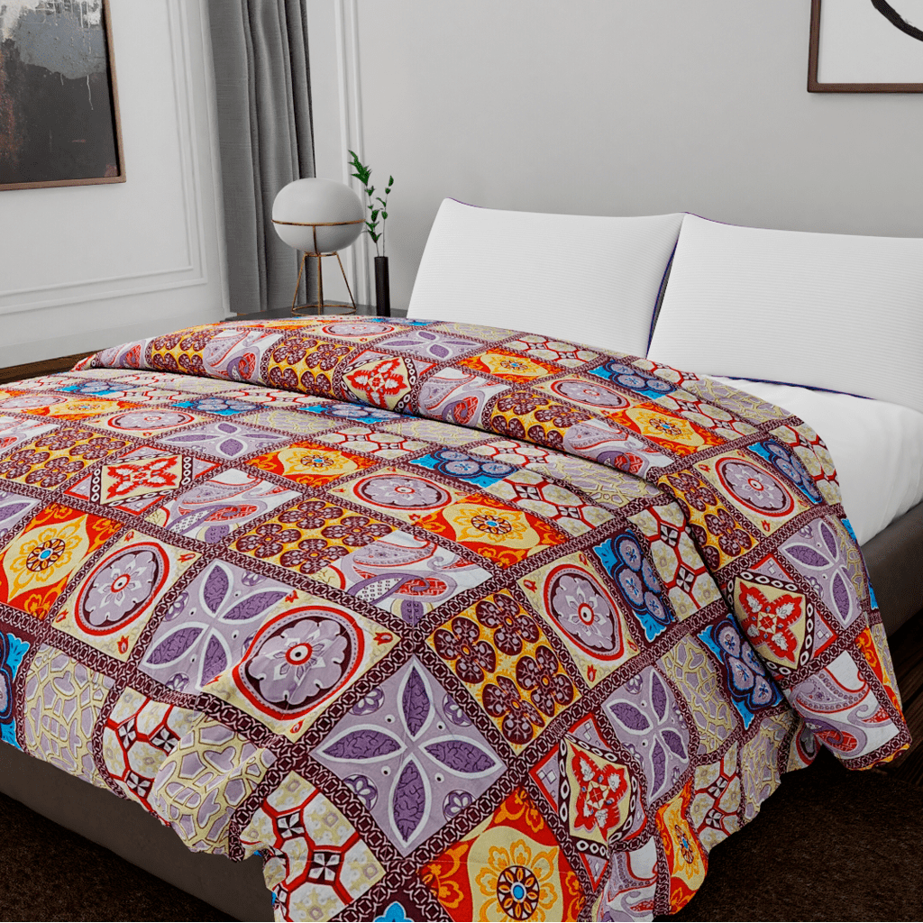 Large Motif Pattern Printed Comforter on Bed - Livpure