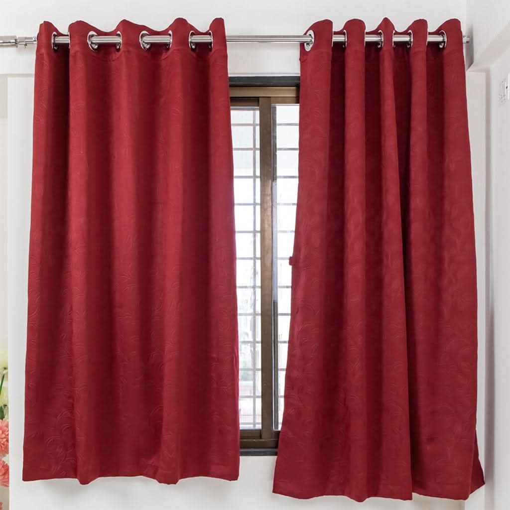 Livpure Sleep Bed & Linen Blackout Curtains (Leaf Pattern)
