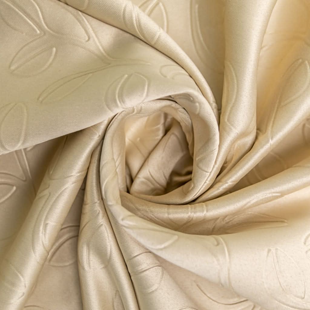 Livpure Sleep Bed & Linen Door (7 ft / 213.36 cm) / Beige / Pack of 1 Blackout Curtains (Leaf Pattern)