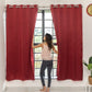 Livpure Sleep Bed & Linen Door (7 ft / 213.36 cm) / Maroon / Pack of 2 Blackout Curtains (Leaf Pattern)