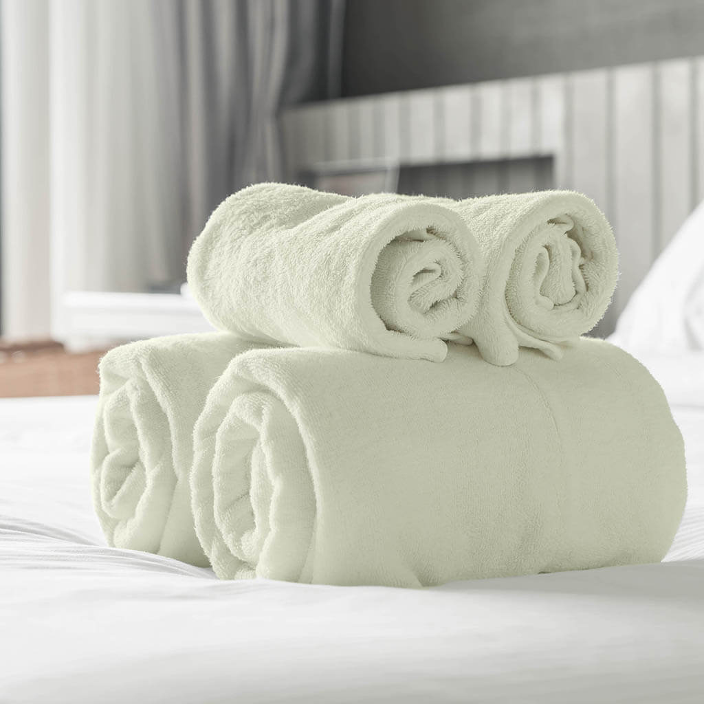 Livpure Sleep Bed & Linen Family (2 Bath Towels + 4 Hand Towels) / Ivory white Premium Cotton Towels