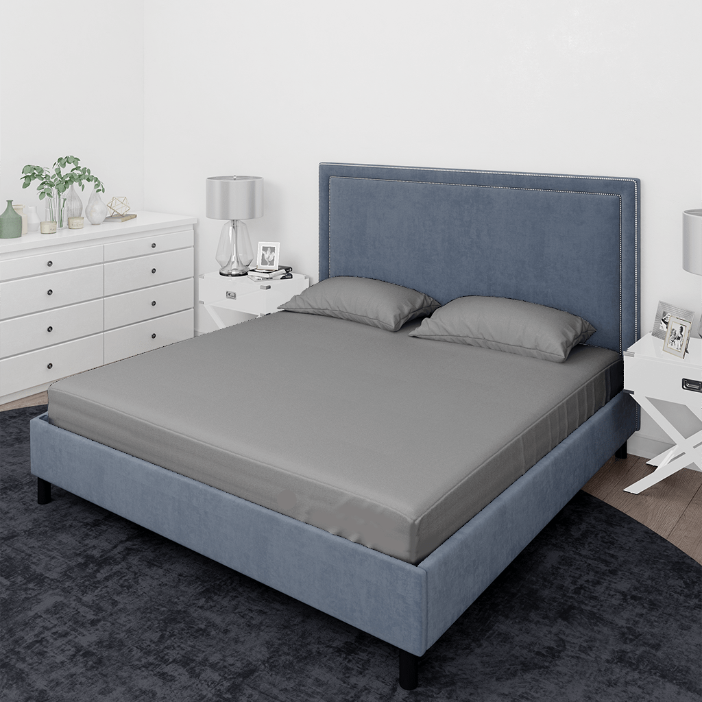 Livpure Sleep Bed & Linen King / Grey Premium Cotton Fitted Bedsheet Set