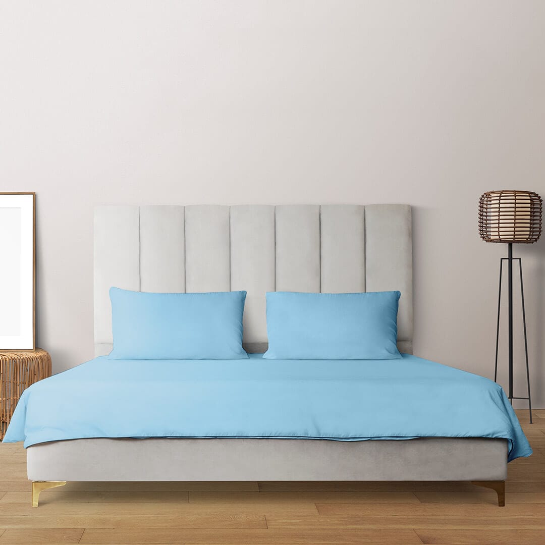 Livpure Sleep Bed & Linen King / Light Blue Premium Cotton Bedsheet Set