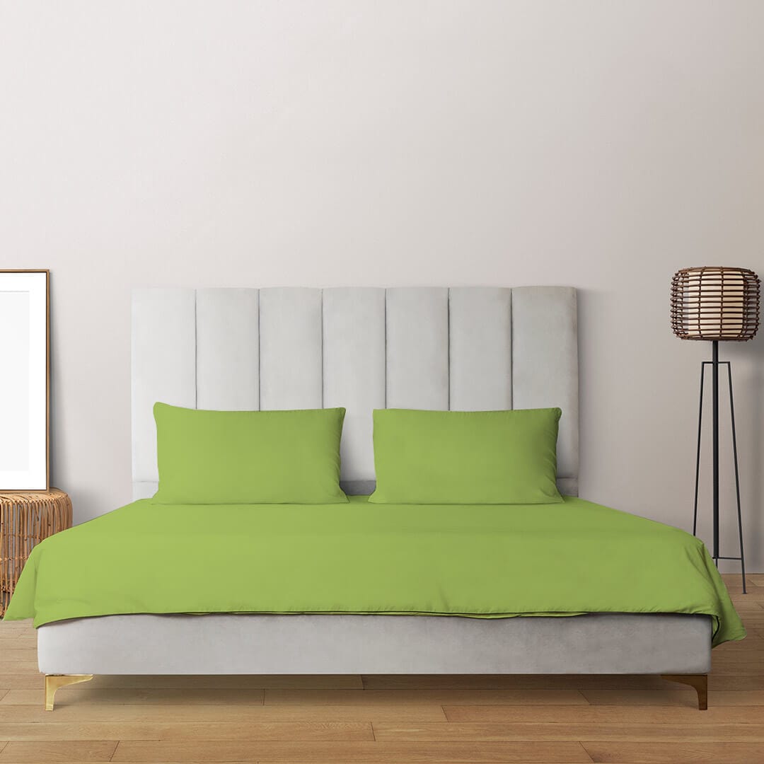 Livpure Sleep Bed & Linen King / Lime Green Microfiber Bedsheet Set