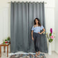 Livpure Sleep Bed & Linen Long Door   (9 ft / 274.32 cm) / Dark Grey / Pack of 1 Blackout Curtains (Diamond Pattern)