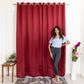 Livpure Sleep Bed & Linen Long Door   (9 ft / 274.32 cm) / Maroon / Pack of 1 Blackout Curtains (Diamond Pattern)