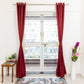Livpure Sleep Bed & Linen Long Door (9 ft / 274.32 cm) / Maroon / Pack of 2 Blackout Curtains (Leaf Pattern)