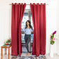 Livpure Sleep Bed & Linen Long Door   (9 ft / 274.32 cm) / Maroon / Pack of 4 Blackout Curtains (Diamond Pattern)