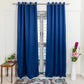 Livpure Sleep Bed & Linen Long Door (9 ft / 274.32 cm) / Navy Blue / Pack of 2 Blackout Curtains (Solid)