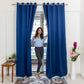 Livpure Sleep Bed & Linen Long Door   (9 ft / 274.32 cm) / Navy Blue / Pack of 4 Blackout Curtains (Diamond Pattern)