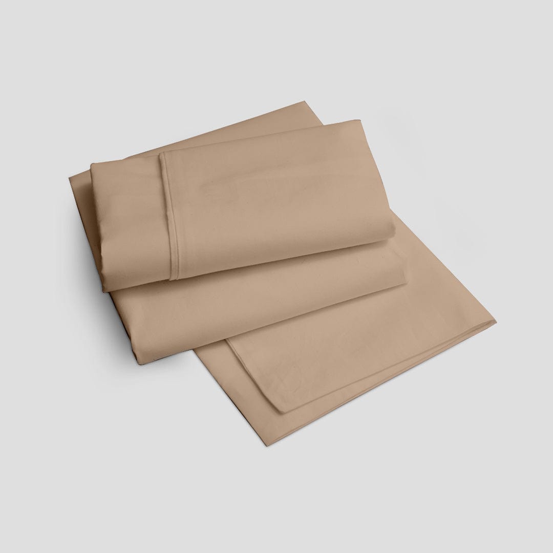 Livpure Sleep Bed & Linen Single / Mocha Brown Premium Cotton Fitted Bedsheet Set