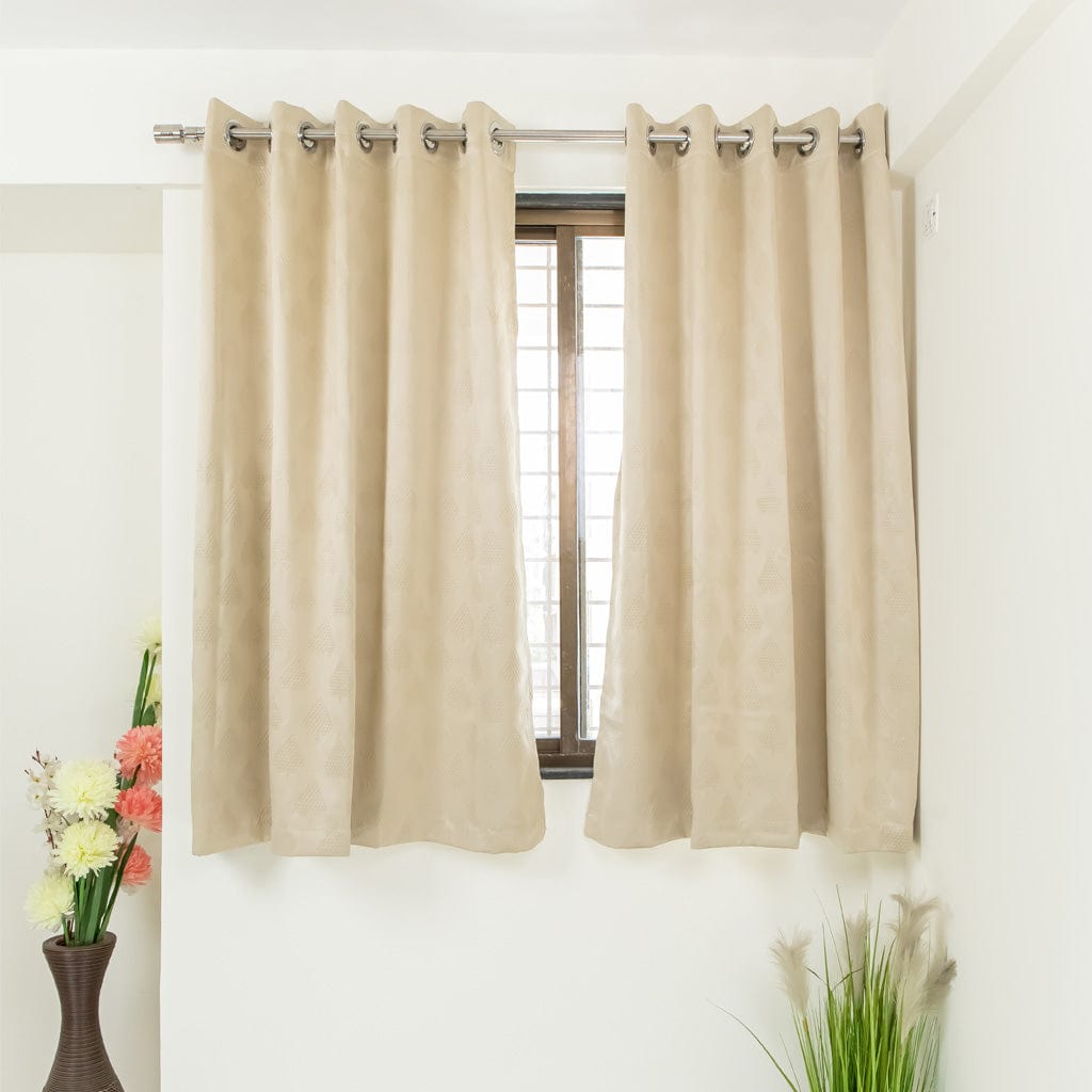 Livpure Sleep Bed & Linen Window  (5 ft / 152.4 cm) / Beige / Pack of 2 Blackout Curtains (Diamond Pattern)