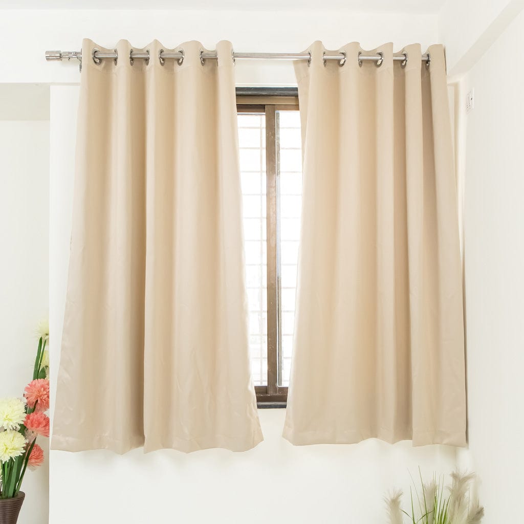 Livpure Sleep Bed & Linen Window (5 ft / 152.4 cm) / Beige / Pack of 2 Blackout Curtains (Solid)