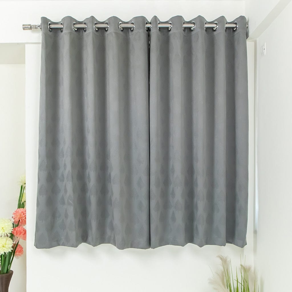 Livpure Sleep Bed & Linen Window  (5 ft / 152.4 cm) / Dark Grey / Pack of 1 Blackout Curtains (Diamond Pattern)