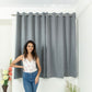 Livpure Sleep Bed & Linen Window (5 ft / 152.4 cm) / Dark Grey / Pack of 1 Blackout Curtains (Leaf Pattern)