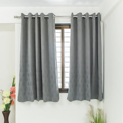 Livpure Sleep Bed & Linen Window  (5 ft / 152.4 cm) / Dark Grey / Pack of 2 Blackout Curtains (Diamond Pattern)