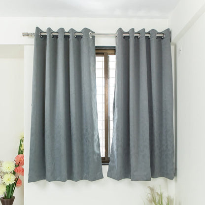 Livpure Sleep Bed & Linen Window (5 ft / 152.4 cm) / Dark Grey / Pack of 2 Blackout Curtains (Leaf Pattern)
