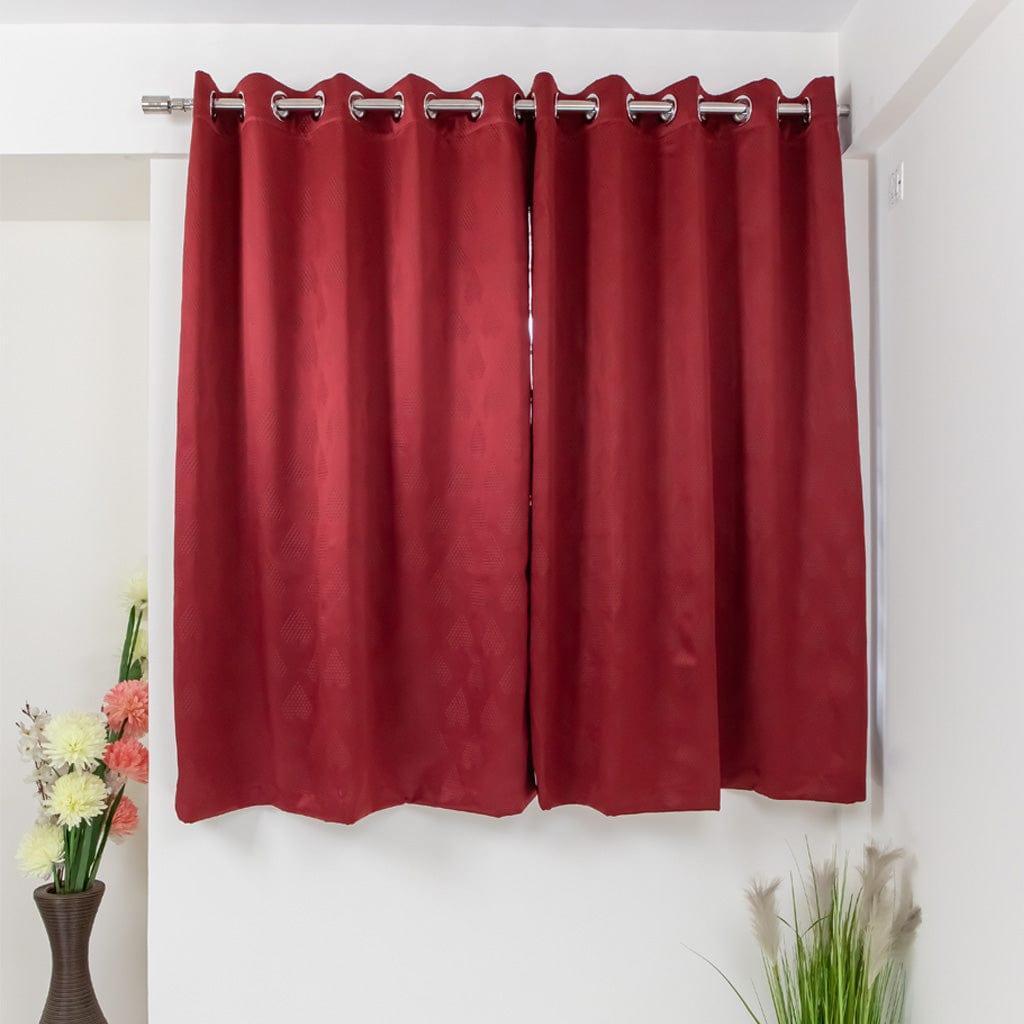 Livpure Sleep Bed & Linen Window  (5 ft / 152.4 cm) / Maroon / Pack of 1 Blackout Curtains (Diamond Pattern)