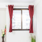 Livpure Sleep Bed & Linen Window (5 ft / 152.4 cm) / Maroon / Pack of 2 Blackout Curtains (Leaf Pattern)
