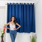 Livpure Sleep Bed & Linen Window (5 ft / 152.4 cm) / Navy Blue / Pack of 1 Blackout Curtains (Leaf Pattern)