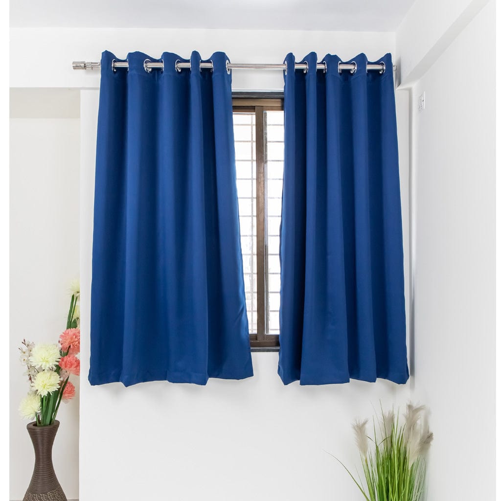 Livpure Sleep Bed & Linen Window (5 ft / 152.4 cm) / Navy Blue / Pack of 2 Blackout Curtains (Solid)